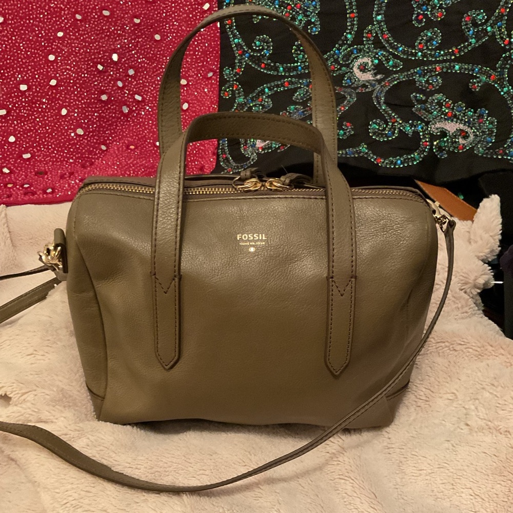 Fossil grey leather Sydney Satchel, excellent condition